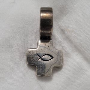 Sterling 925 Silver Ichthus Christian Jesus Fish Necklace Pendant